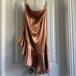 Dress Forum Asymmetrical Copper Satin Skirt